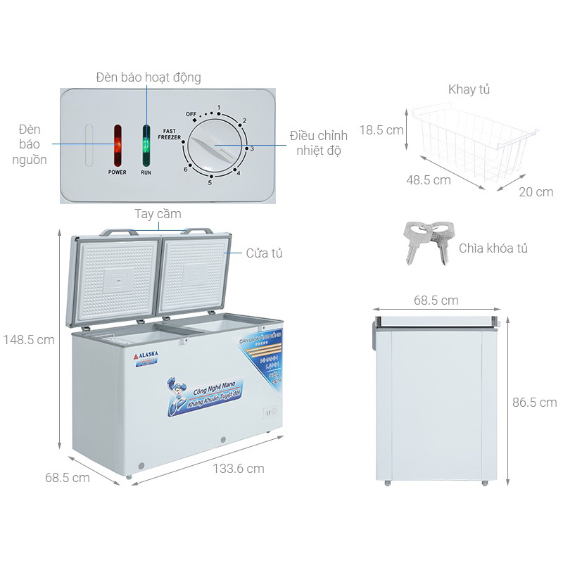 Tủ đông Alaska 312 lít BCD 5068C - Hàng chính hãng