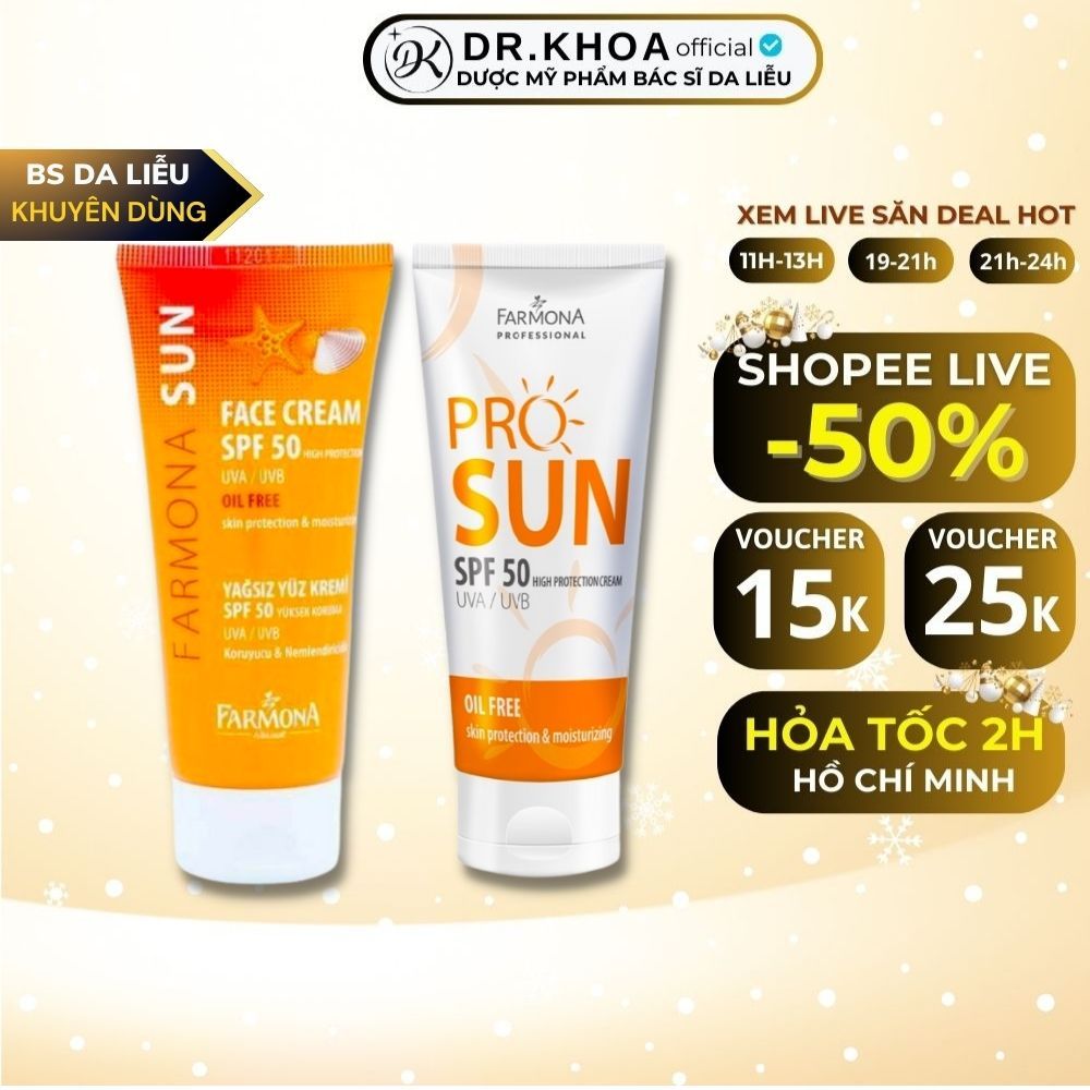 Kem chống nắng Farmona Sun Face Cream UVA/UVB SPF50+ Kiềm dầu ngừa mụn | Chính hãng 50g