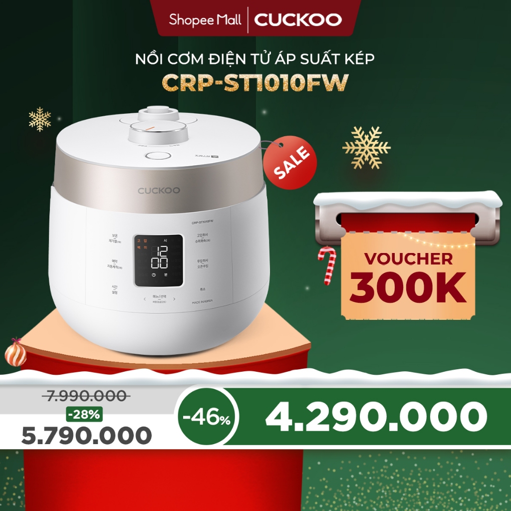 Nồi cơm điện tử áp suất kép Cuckoo 1.8L CRP-ST1010FW - Lòng nồi phủ men Xwall độc quyền