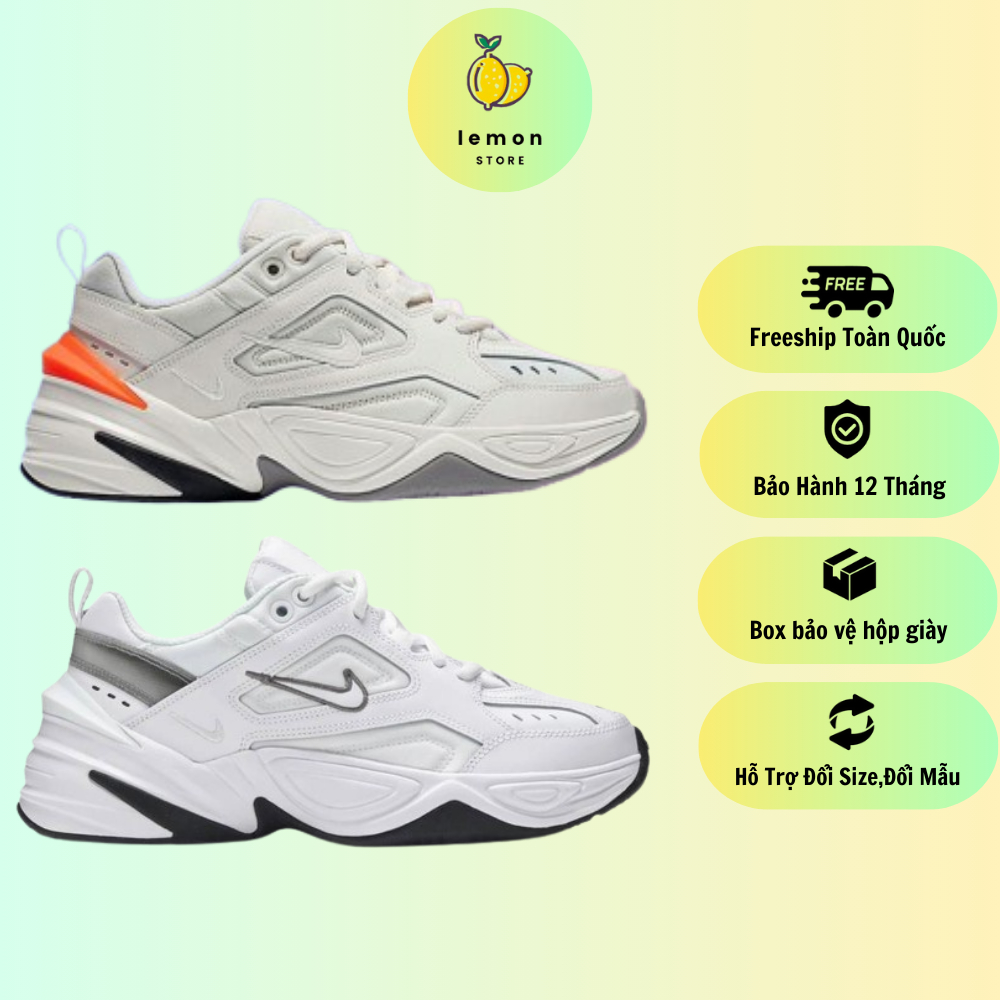 Giày_Nike M2k Tekno all white, Sneaker MK2 Gót Cam,Gót Bạc Full Phụ Kiện LEMON STORE