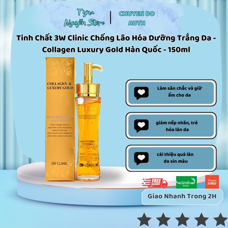 Tinh Chất 3W Clinic Chống Lão Hóa Dưỡng Trắng Da - Collagen Luxury Gold Hàn Quốc - 150ml