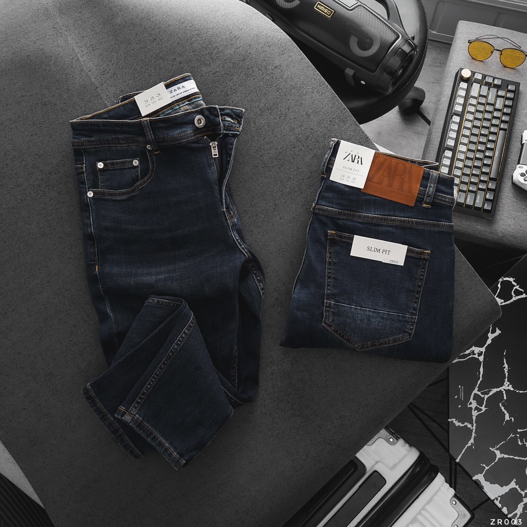 Quần Jean Nam ZARA NAVY DARK DENIM CXZAR003 Lót Viền Ống Form SlimFit Mềm Mịn Co Giãn Hàng Xịn Chính Hãng CÓ BIG SIZE
