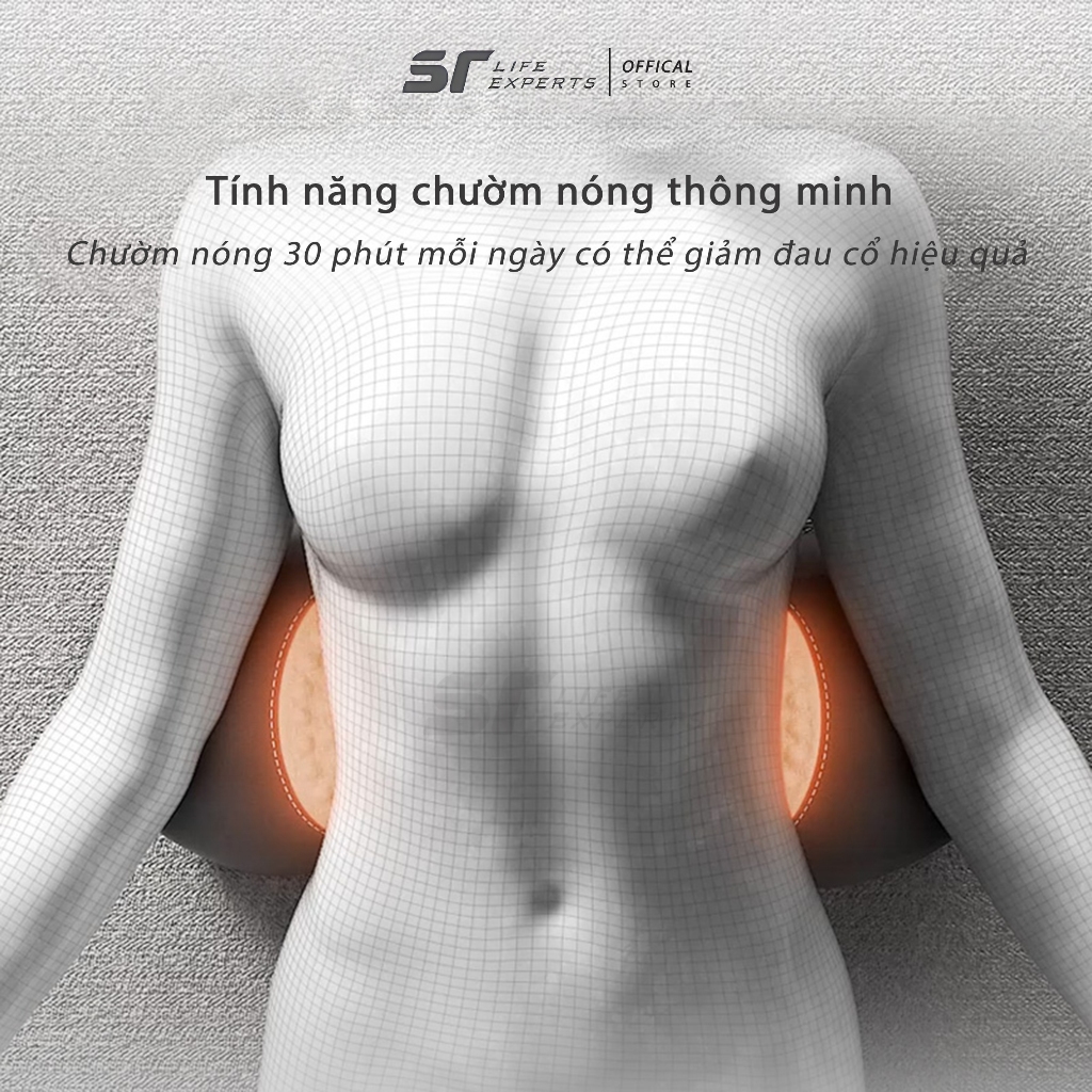 Gối Kê Lưng Sairui Túi Khí Kéo Dãn Lưng Tích Hợp Massage Và Chườm Nóng Cao Su Non Giảm Đau Cột Sống