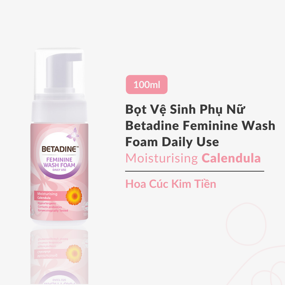 Bọt vệ sinh phụ nữ Betadine Feminine Wash Foam Daily Use Moisturising Calendula 100ml