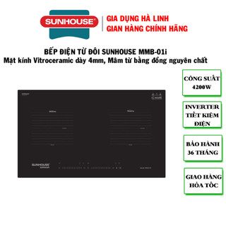 Bếp đôi điện từ Sunhouse Mama MMB-01i, Công suất 4200W, Mặt kính Vitroceramic, Bảo hành 36 tháng