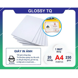 GIẤY IN ẢNH 1 MẶT GLOSSY PHOTO A4- ĐỊNH LƯỢNG 230GM- 1 XẤP 20 TỜ