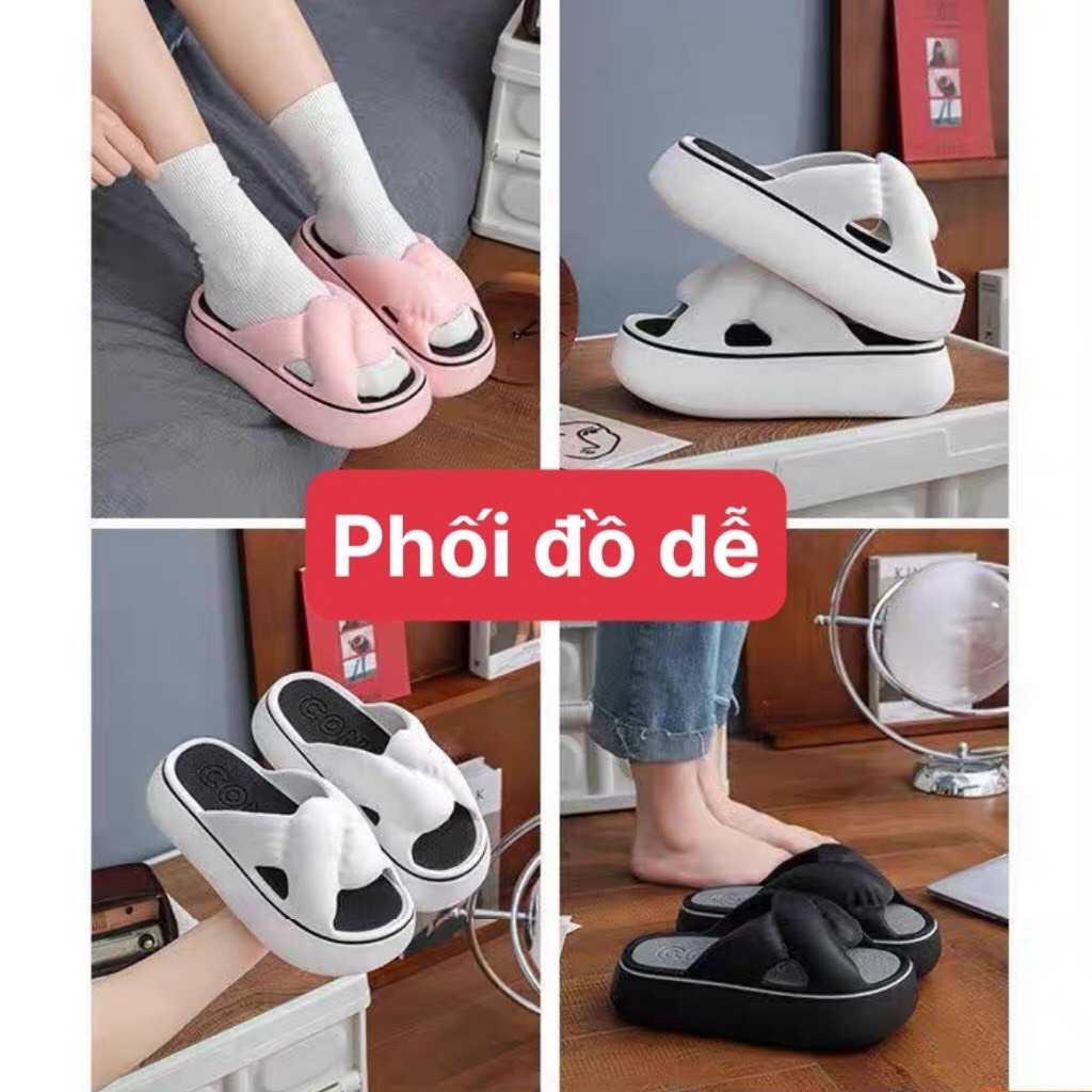 Dép Bánh Mì Quai Chéo Lainiki Tôn Dáng 5cm Chất Liệu EVA 2 Lớp Chống Trơn Trượt 302