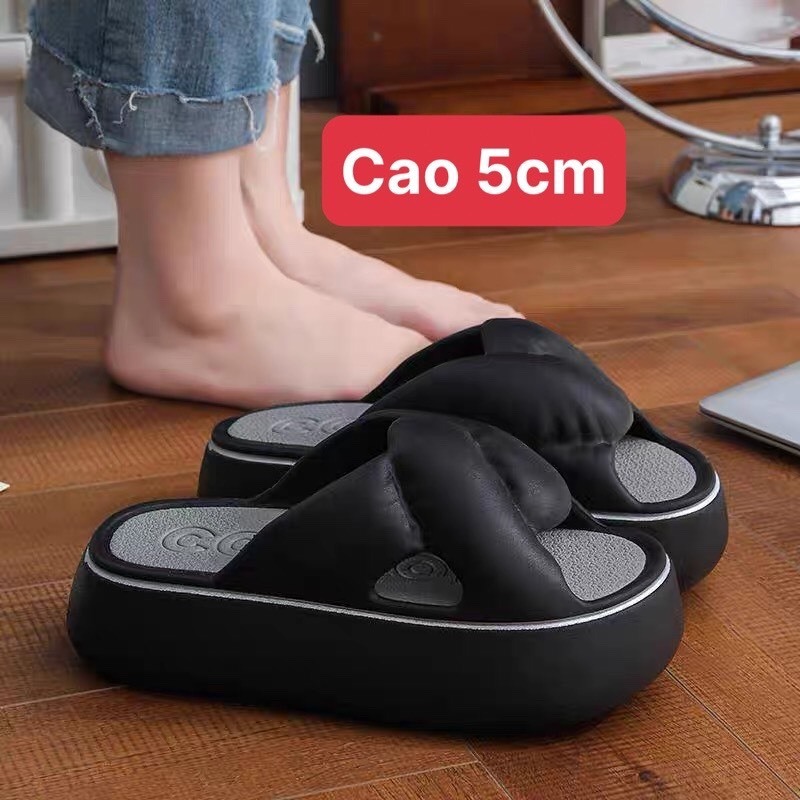 Dép Bánh Mì Quai Chéo Lainiki Tôn Dáng 5cm Chất Liệu EVA 2 Lớp Chống Trơn Trượt 302