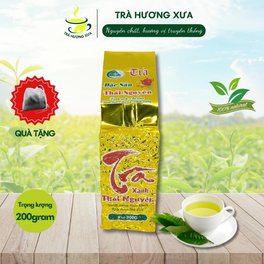 Trà xanh Tân Cương Thái Nguyên gói 200g Chè Thái Nguyên móc câu nõn tôm loại đặc biệt hương hoa nhài Trà Hương Xưa HX01