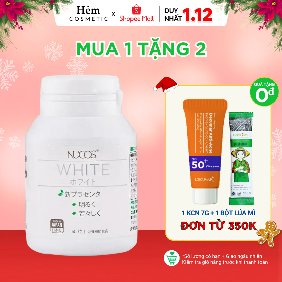 Viên uống trắng da mờ thâm nám Nucos White 60 viên - Hẻm Cosmetic