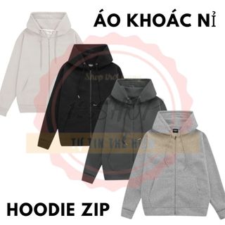 Áo hoodie zip boxy trơn unisex nỉ ngoại local brand - Áo khoác nỉ dây kéo form crop trơn nam nữ 3 màu - XUKA STORE