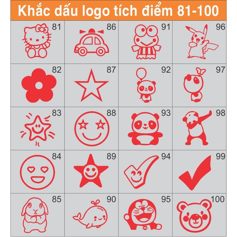 Khắc con dấu sticker logo tích trữ 81-100 theo yêu cầu hoả tốc