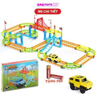 [TẶNG PIN] Bộ đồ chơi đường ray 92 chi tiết lắp ráp đường đua xe ô tô phát triển sáng tạo cho bé
