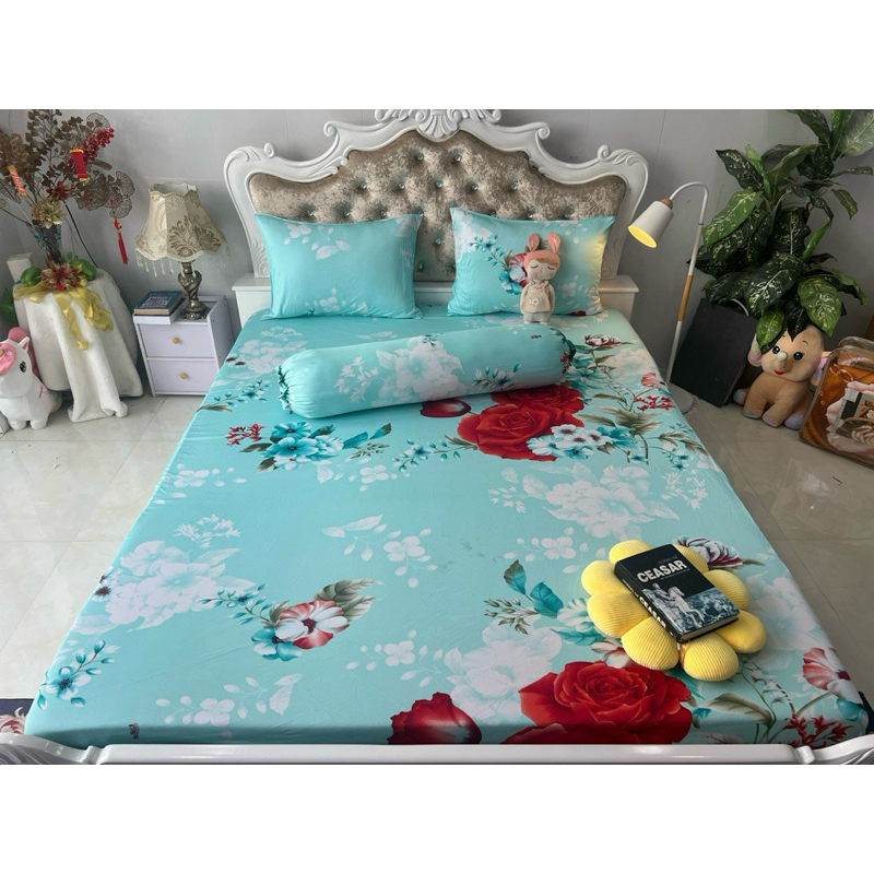 Bộ drap thun hàn quốc 4 món mẫu bông 6 màu siêu đẹp