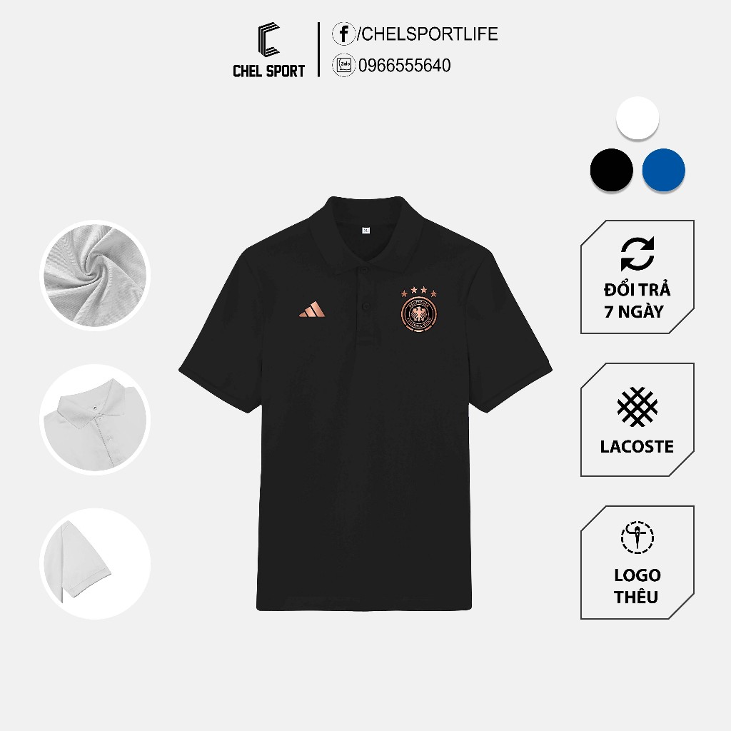 Áo polo logo thêu Đức 2023 [ẢNH THẬT]