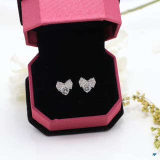 Bông tai nơ đính đá điệu đà , hàng bạc ta - THU HUONG SILVER
