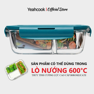 YEAHCOOK 🇻🇳 Hộp cơm thủy tinh chia ngăn cao cấp có thể dùng trong lò vi sóng cho văn phòng tiện ích