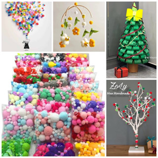  150 Hạt Pom pom nhiều màu nhiều size  - pom pom trang trí 