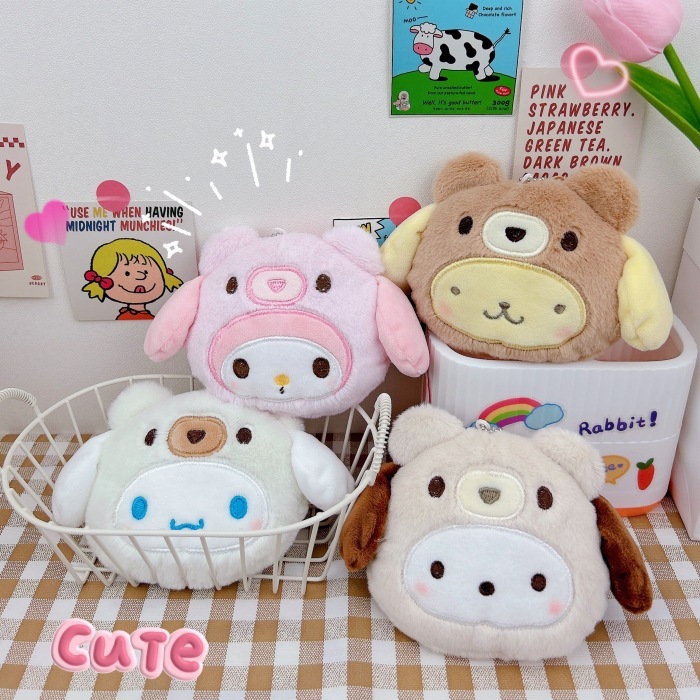 Móc khóa ví khóa kéo họa tiết nhân vật Sanrio dễ thương tiện dụng, Bóp mini Kuromi, Melody _ TingTing