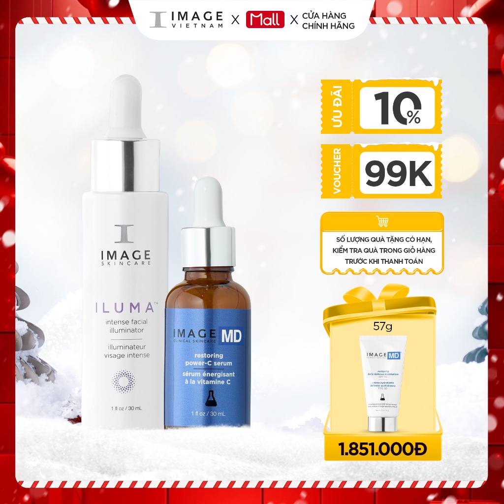Combo chống mờ nám, trắng sáng da ILUMA Intense Facial Illuminator + IMAGE MD Restoring Power-C serum