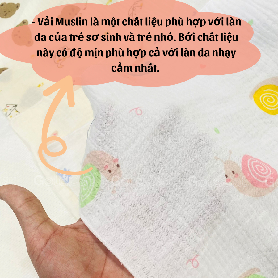 Yếm Tam Giac Muslin Cao Cấp Cho Bé Trai, Bé Gái