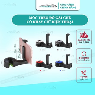 Móc treo đồ ô tô cài ghế có kẹp điện thoại tiện dụng, chắc chắn, gập gọn được