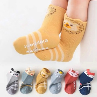 Set 5 Đôi Tất/ Vớ Cho Bé Có Tai Hoạ Tiết Hình Thú Chống Trơn Trượt Cotton Cực Yêu SS23