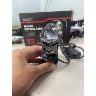 Đèn pha T3 pro mắt ếch chân H4 có trợ pha, kính trắng