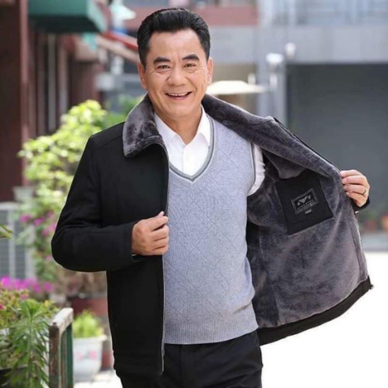 Áo khoác nam trung niên cho bố hàng quảng châu cao cấp