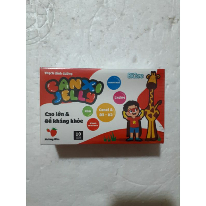 Thạch canxi jelly hương dâu hộp 10 gói