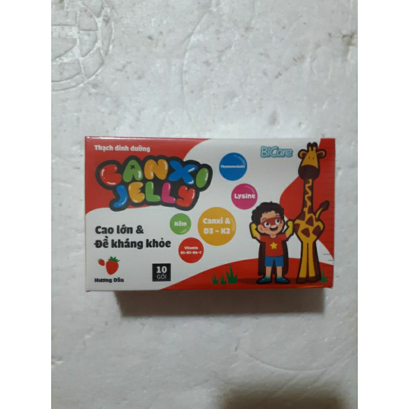 Thạch canxi jelly hương dâu hộp 10 gói