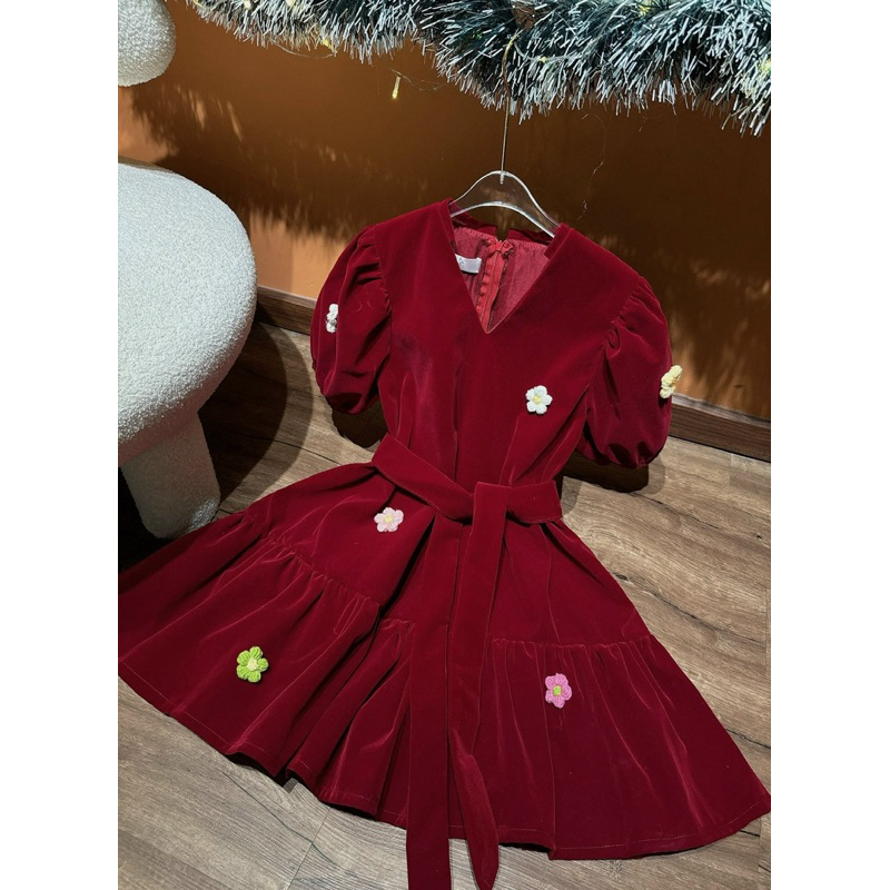 ĐẦM BABYDOLL NHUNG HOA NỔI