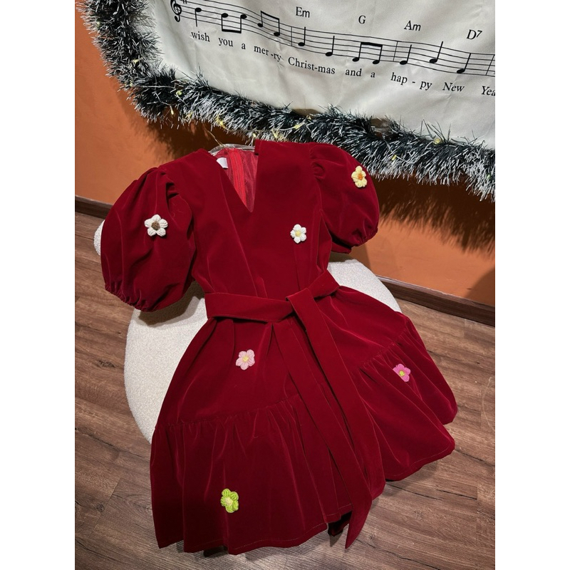 ĐẦM BABYDOLL NHUNG HOA NỔI