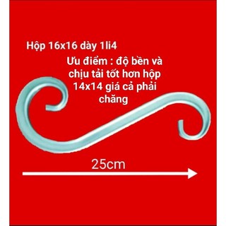 Sắt hộp mỹ thuật hộp16x16 dày dặn chi tiết S lệch dài 25cm