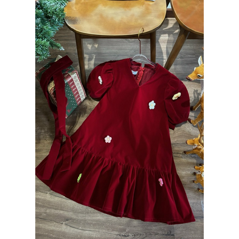 ĐẦM BABYDOLL NHUNG HOA NỔI