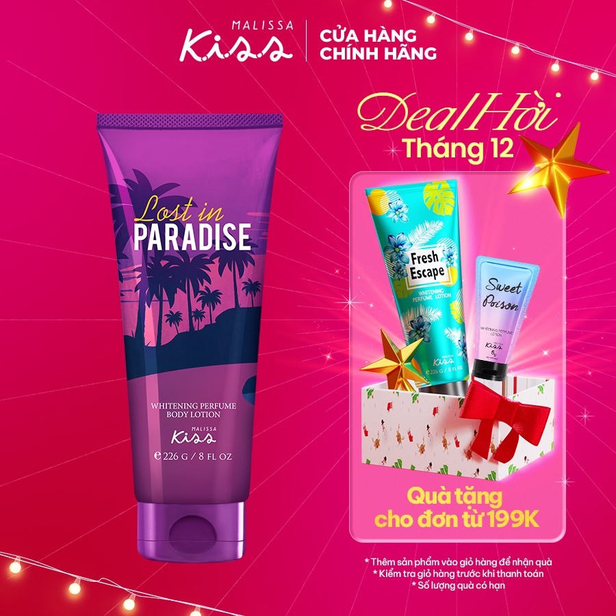 Sữa Dưỡng Trắng Da Toàn Thân Hương Nước Hoa Malissa Kiss Hương Lost In Paradise 226g
