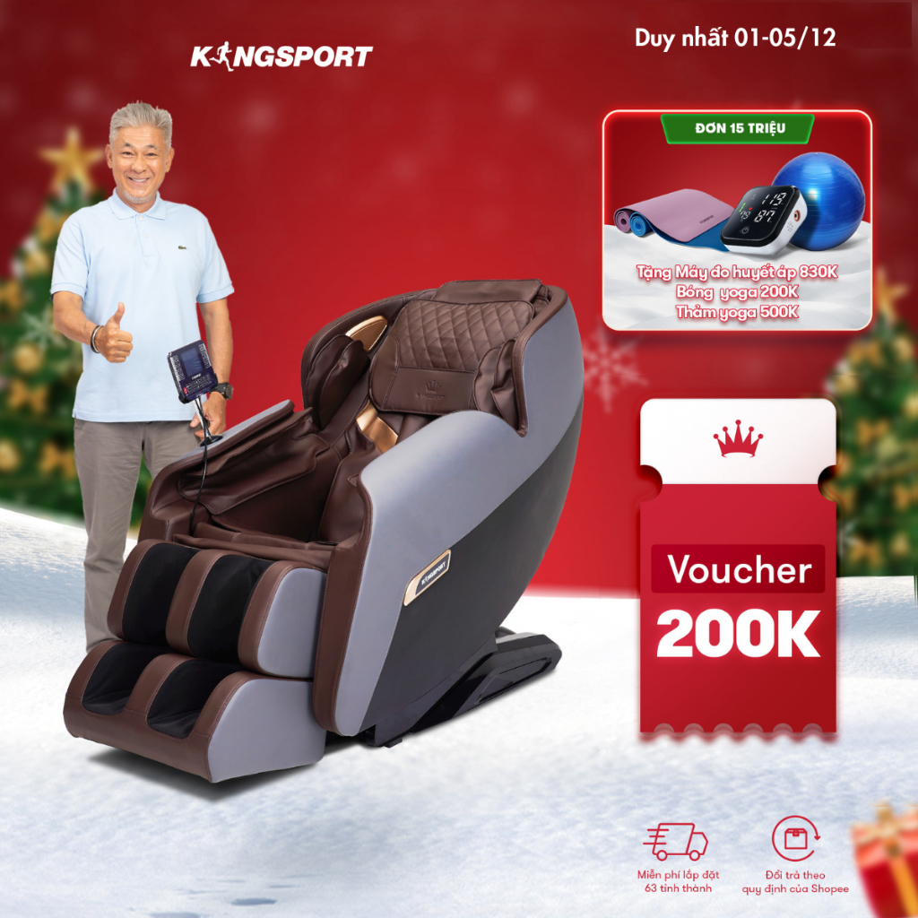 Ghế massage toàn thân cao cấp KINGSPORT G82 hệ thống nhiệt hồng ngoại, chế độ massage không trọng lực hiện đại