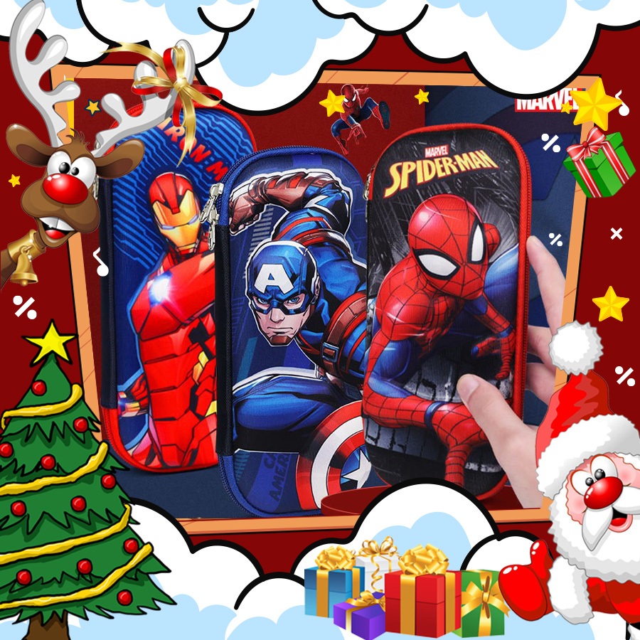 Hộp bút in nổi 3D nhân vật hoạt hình siêu anh hùng Marvel giá rẻ cho bé