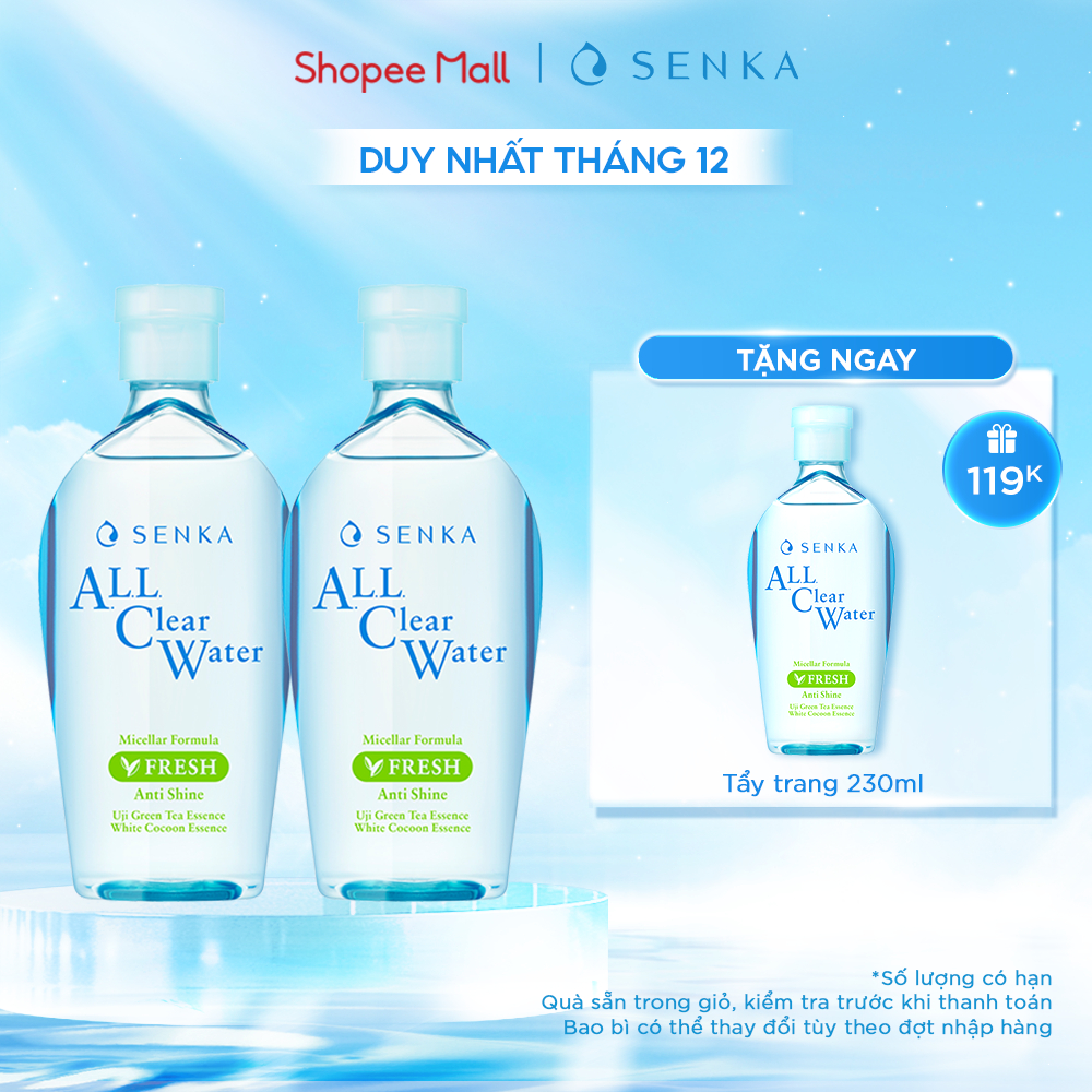 [Chỉ 168k] Bộ 2 Nước tẩy trang Micellar Senka A.L.L Clear Water Fresh 230ml/chai