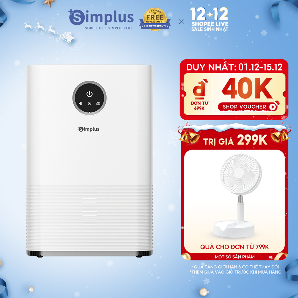 Máy Hút Ẩm Simplus Dung tích 1L Dehumidifiers CUSH004 - Bảo Hành 1 Năm 1 Đổi 1