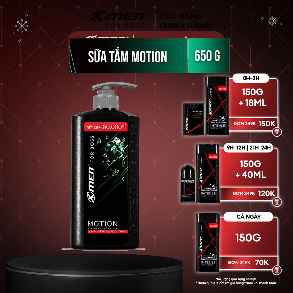 Sữa tắm Nước hoa X-Men For Boss Motion 650g - Mùi hương năng động phóng khoáng