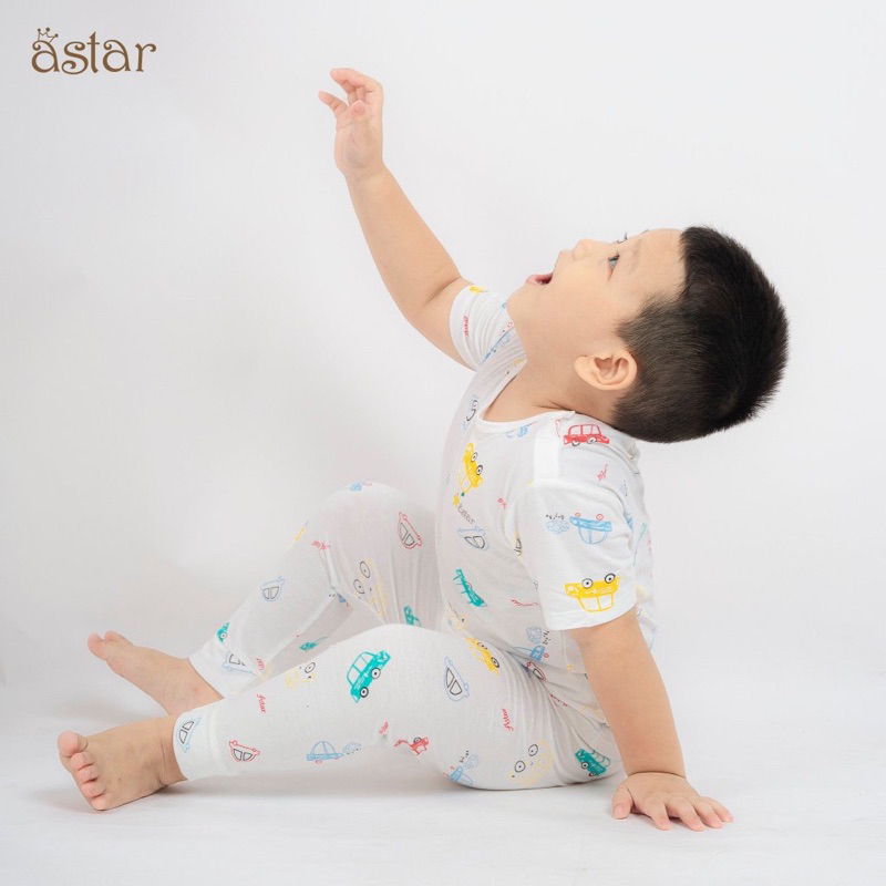 Bộ tay ngắn quần dài, cộc tay quần dài hoạ tiết Astar vải sợi tre siêu mềm mát cho bé trai bé gái