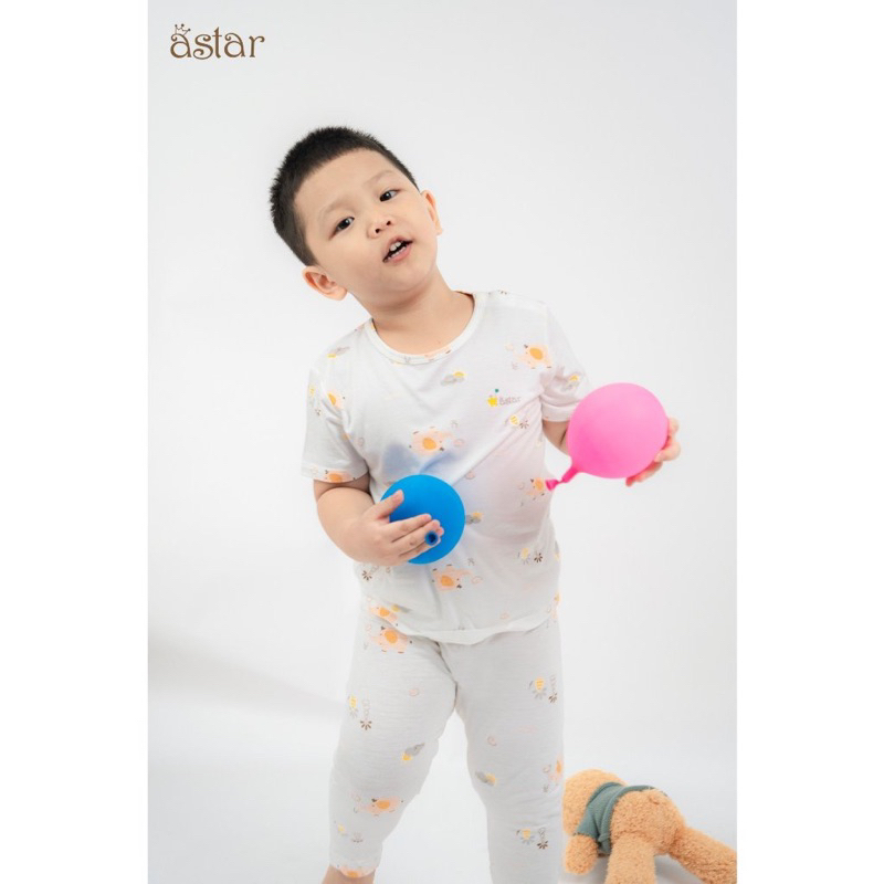 Bộ tay ngắn quần dài, cộc tay quần dài hoạ tiết Astar vải sợi tre siêu mềm mát cho bé trai bé gái
