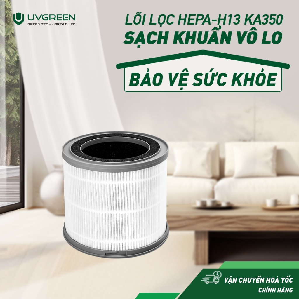 Màng Lọc HEPA H13 Diệt Khuẩn Cho Máy Lọc Không Khí UVGREEN KA350 FT - Bộ Lọc 3 Lớp, Loại Bỏ 99,97% Bụi Mịn
