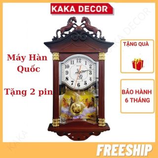 Đồng hồ treo tường quả lắc sáng tạo độc đáo, đồng hồ phong thủy con ngựa mã đáo thành công