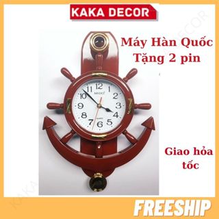 Đồng Hồ Quả Lắc Treo Tường Mỏ Neo Giả Gỗ Mẫu Mới, đồng hồ decor trang trí tường