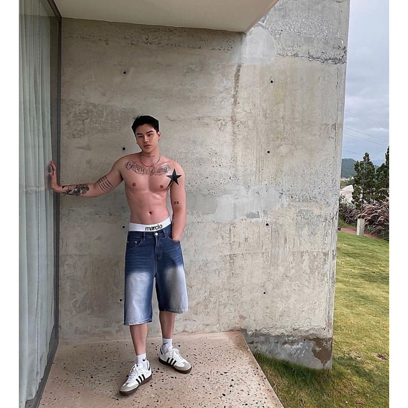 AIR BLUE BAGGY SHORT - Quần ngắn Whose wash 1051