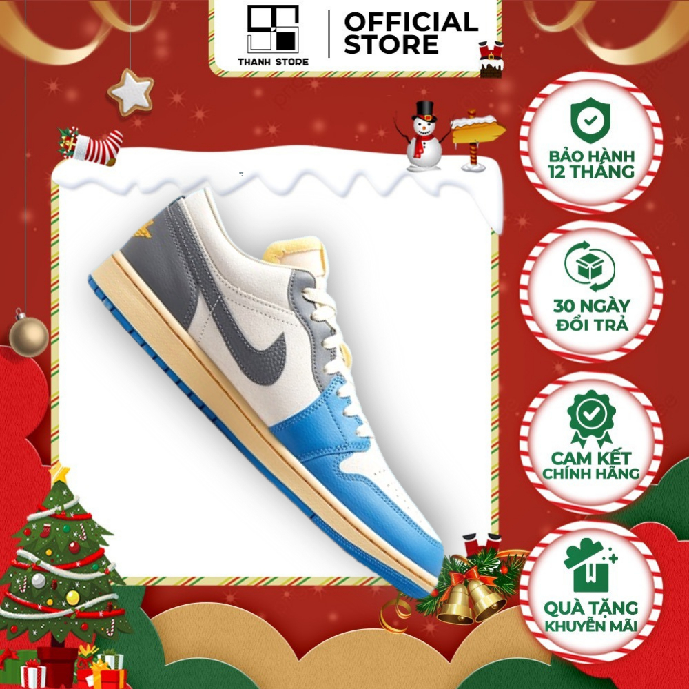 Giày thể thao nam nữ xanh xám giày AIR JORDAN 1 LOW UNC GREY _hàng xuất khẩu chính hãng - NJ1LUG