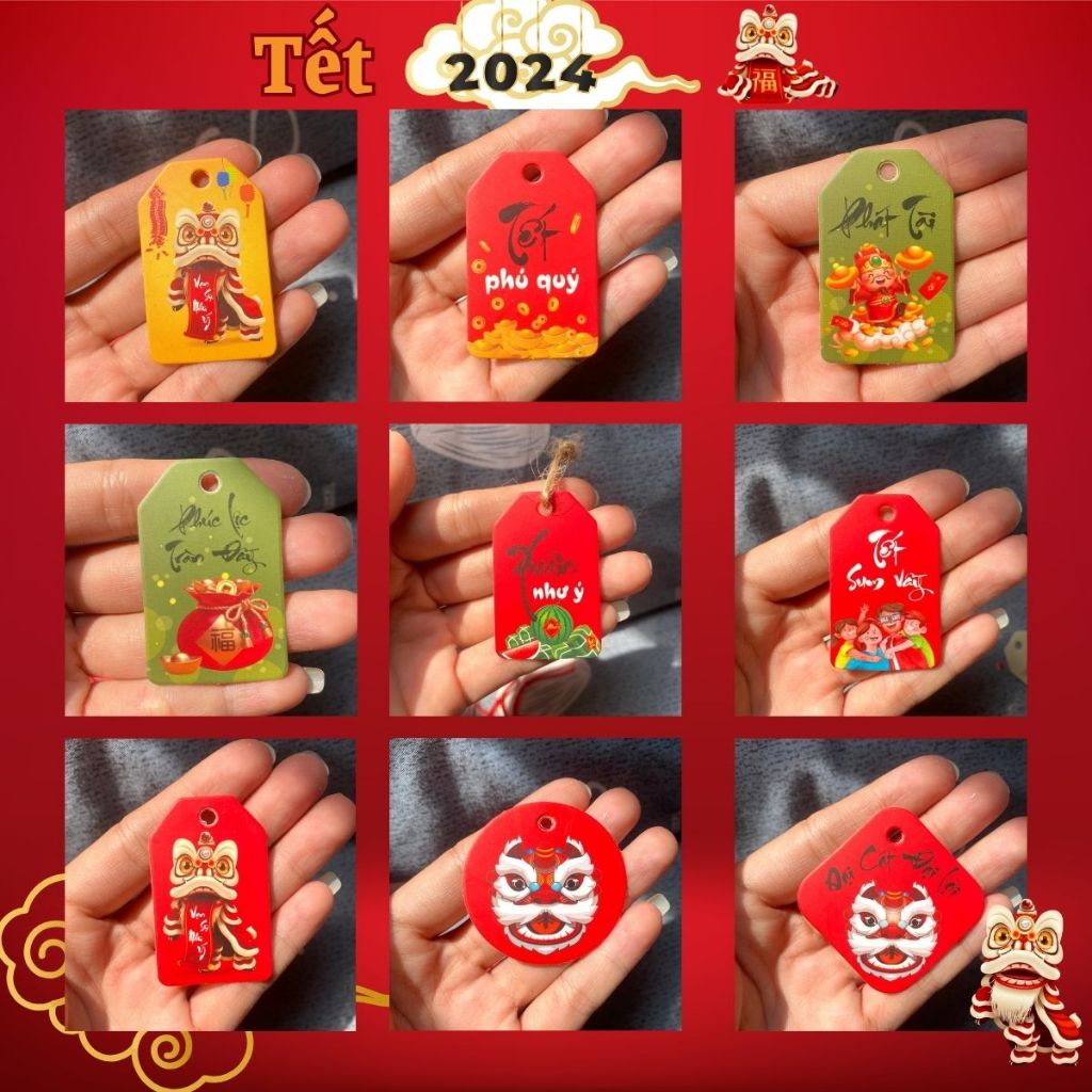 QUÀ TẶNG- 20 Cái Tag Giấy Tết Trang Trí, Thẻ Treo Decor Tết Ngẫu Nhiên, Tag Giấy Treo Ngày Tết