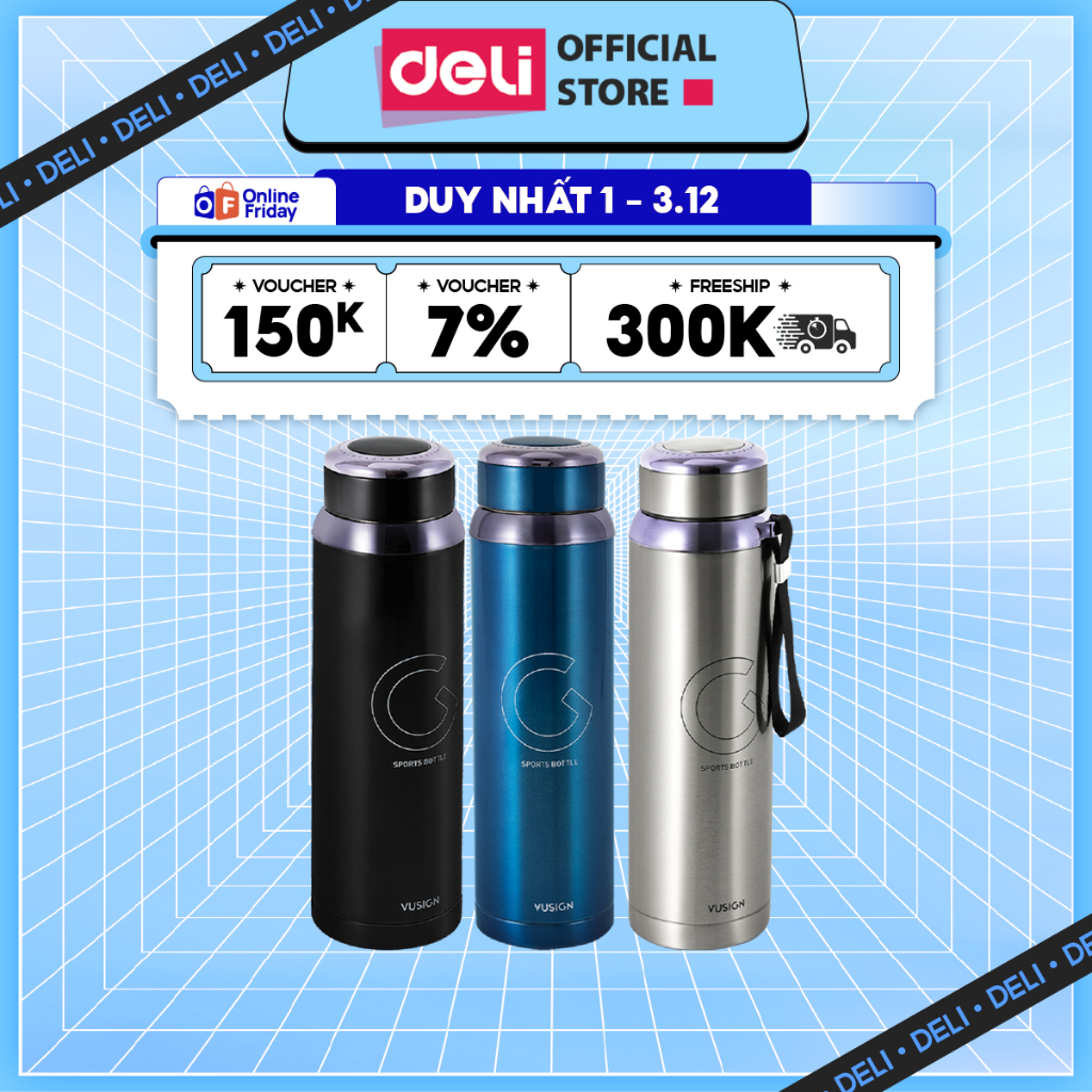 Bình giữ nhiệt Deli inox 304 không gỉ 10000ml có khay lọc trà giữ nhiệt 12h kèm quai xách tiện lợi chất liệu an toàn